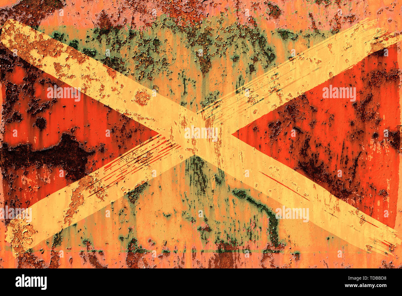background from old Jamaican flag in grunge style Stock Photo