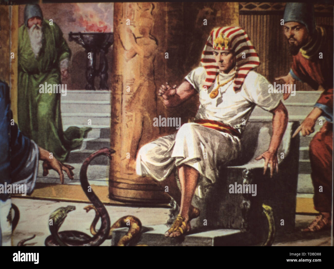Illustration from the Bible depicting "Exodus 78" the Pharaoh and the