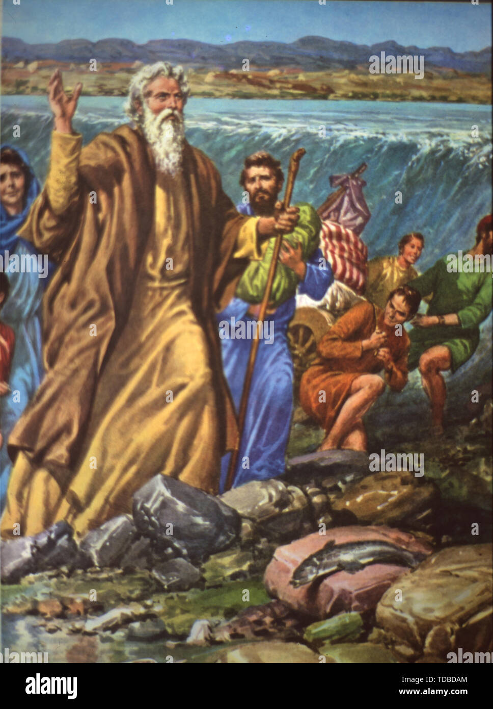 Illustration From The Bible Depicting Exodus 14 21 Moses Crossing The Red Sea Stock Photo Alamy