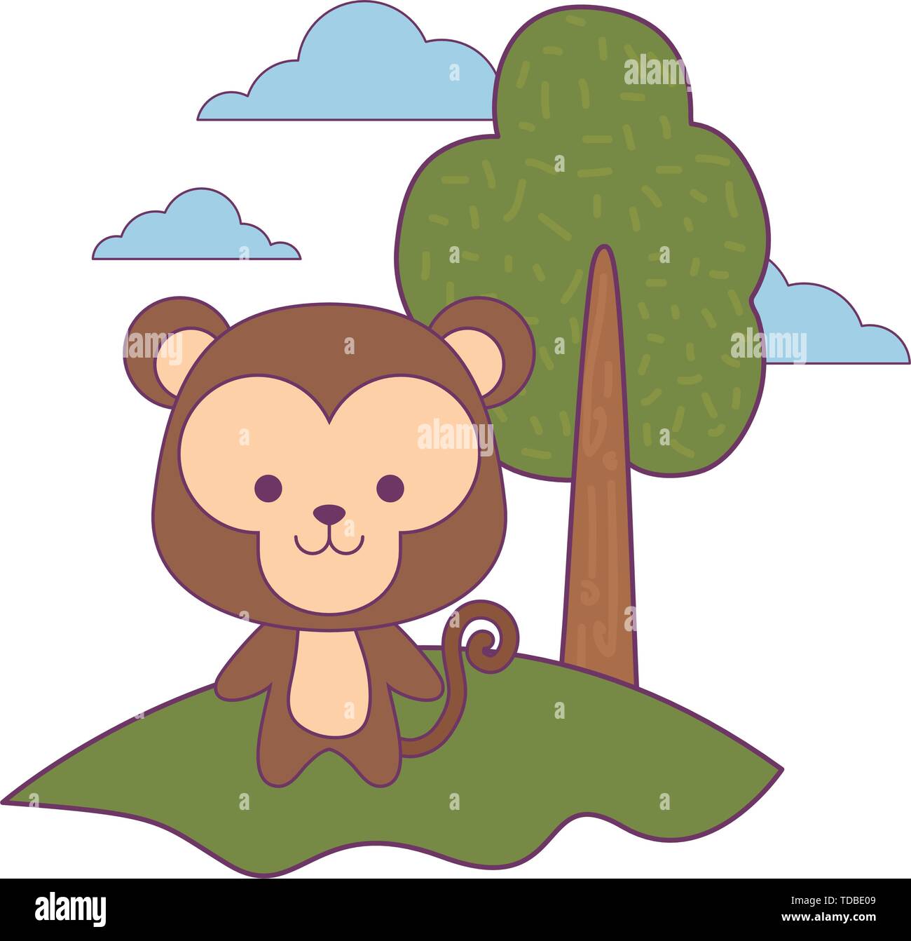 cute monkey animal in landscape vector illustration design Stock Vector ...