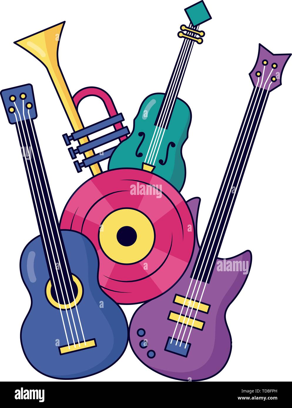electric and classical guitar fiddle vinyl music Stock Vector Image