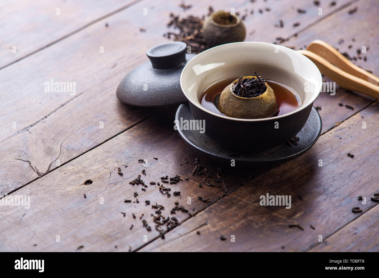 Little green tangerine tea Stock Photo Alamy