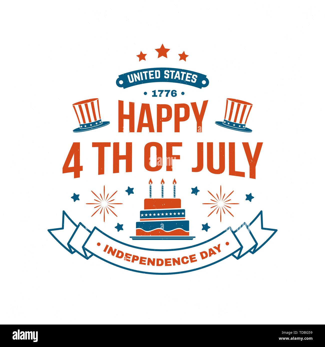 Vintage 4th of july design in retro style. Fourth of July felicitation classic postcard. Independence day greeting card. Patriotic banner for website template. Vector illustration. Stock Vector