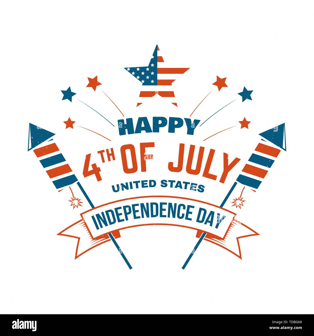 Vintage 4th of july design in retro style. Fourth of July felicitation classic postcard. Independence day greeting card. Patriotic banner for website template. Vector illustration. Stock Vector