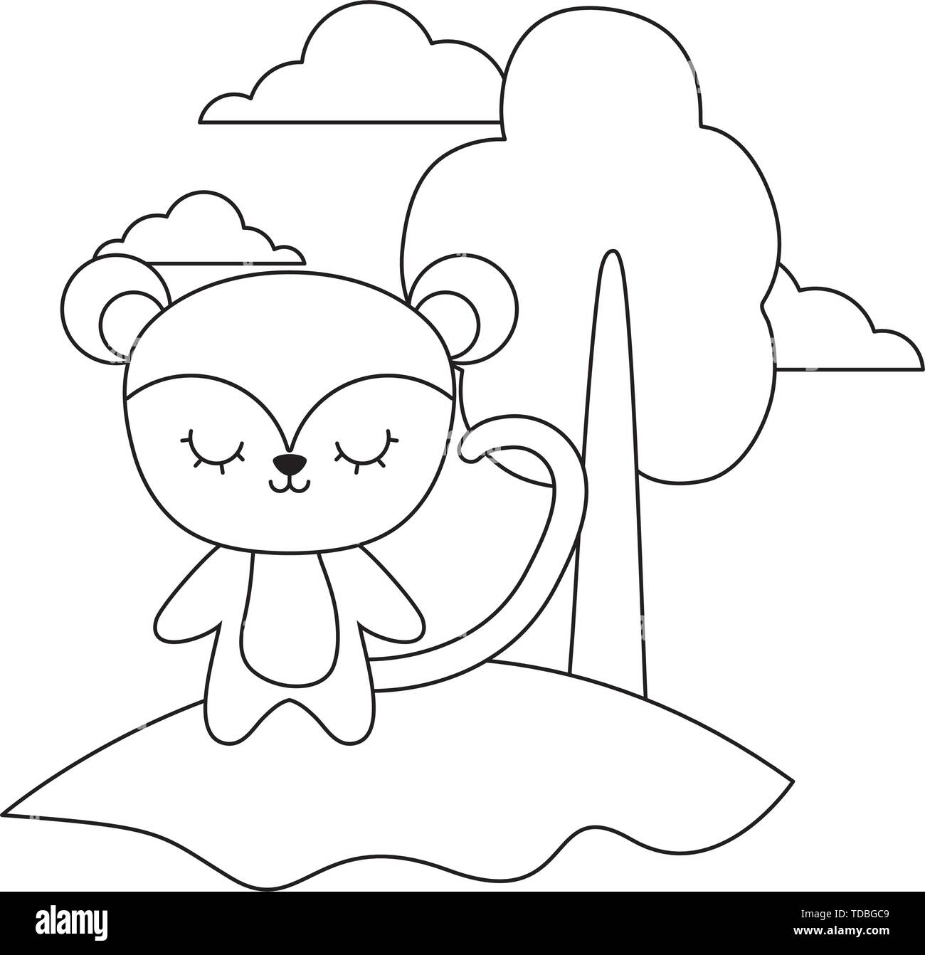 cute monkey animal in landscape vector illustration design Stock Vector ...