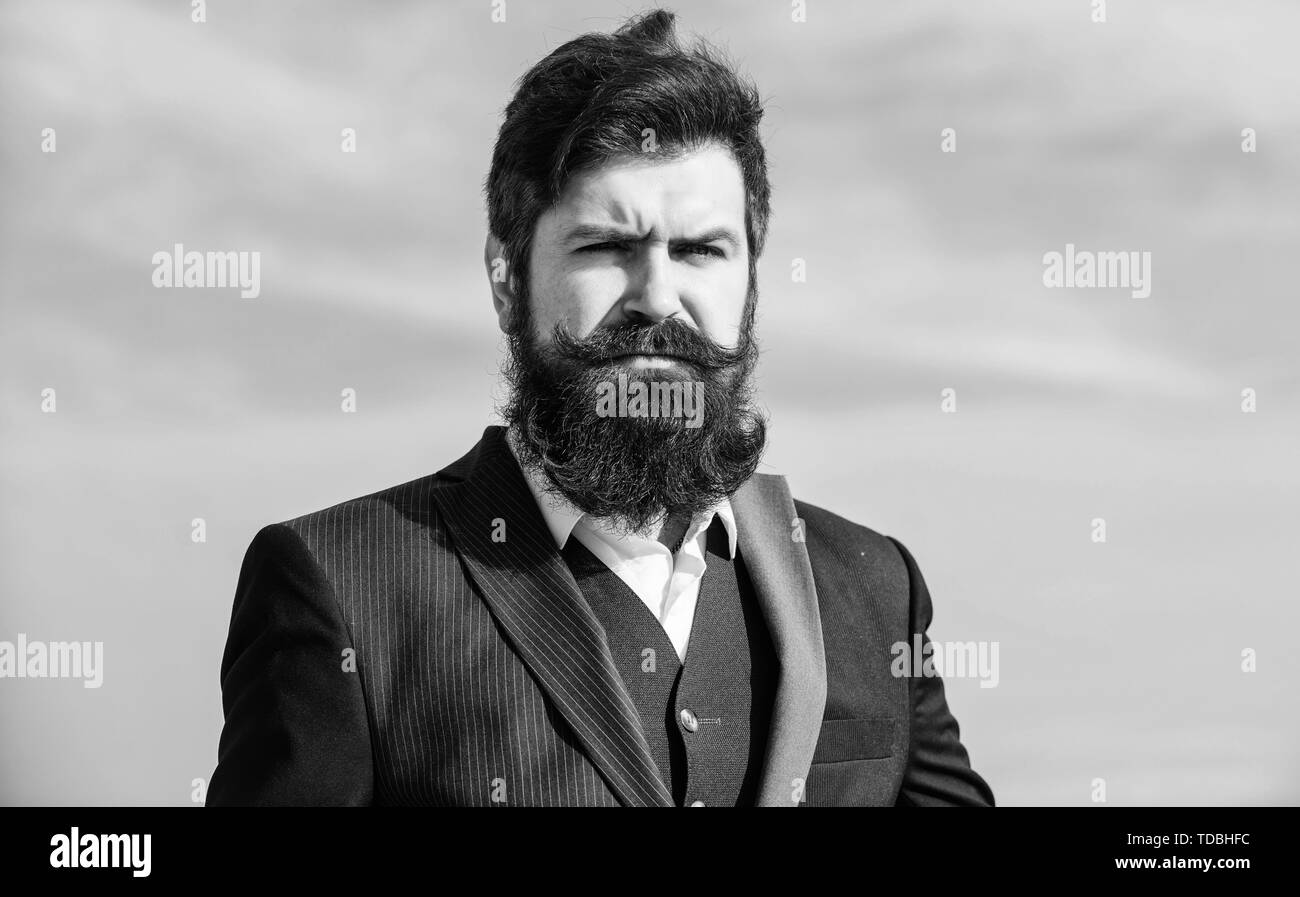 Outdoor portrait. Future success. Male formal fashion