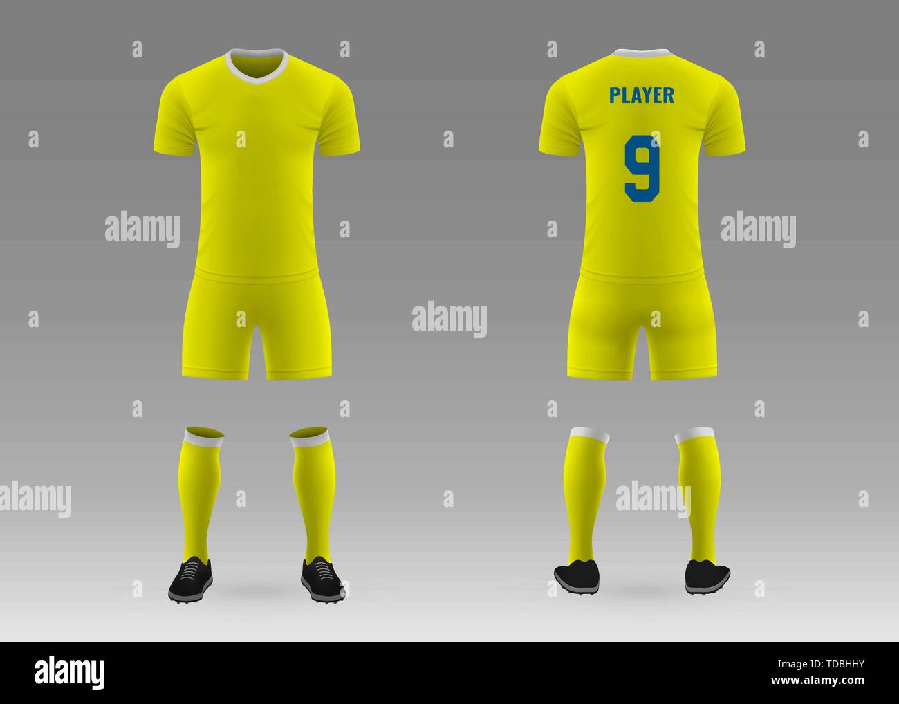 Download 3d Realistic Template Soccer Kit With Jersey Pants And Socks On Shop Backdrop Mockup Of Football Team Uniform Stock Vector Image Art Alamy Free Mockups
