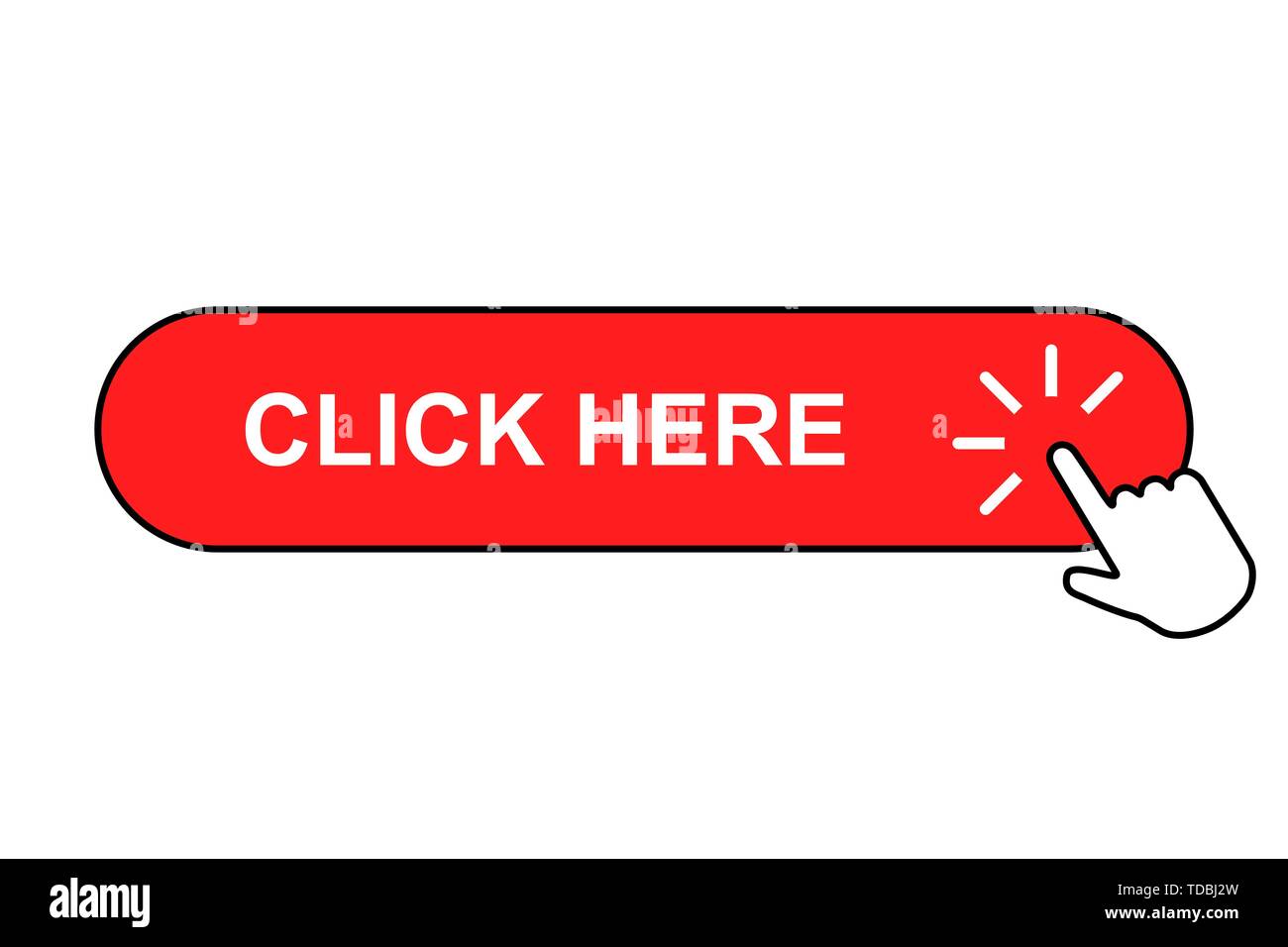 Click here button with hand icon . Template for your design Stock Vector