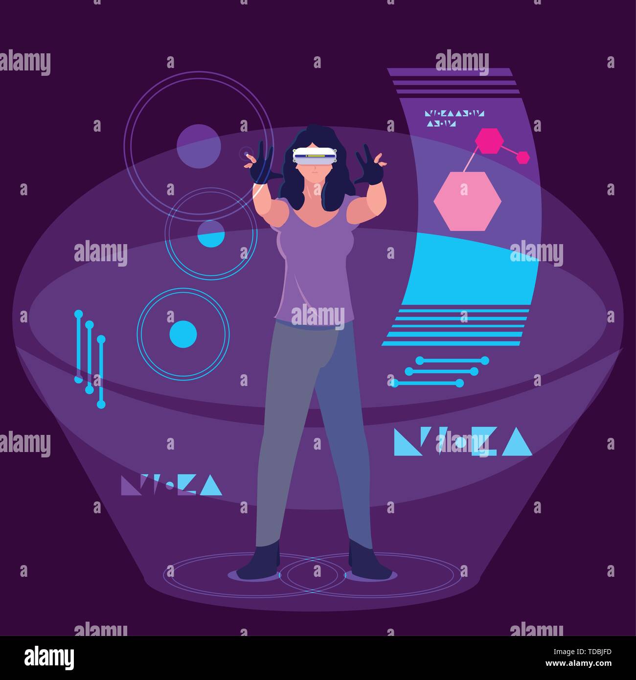 Woman and device design, Augmented reality virtual technology device ...