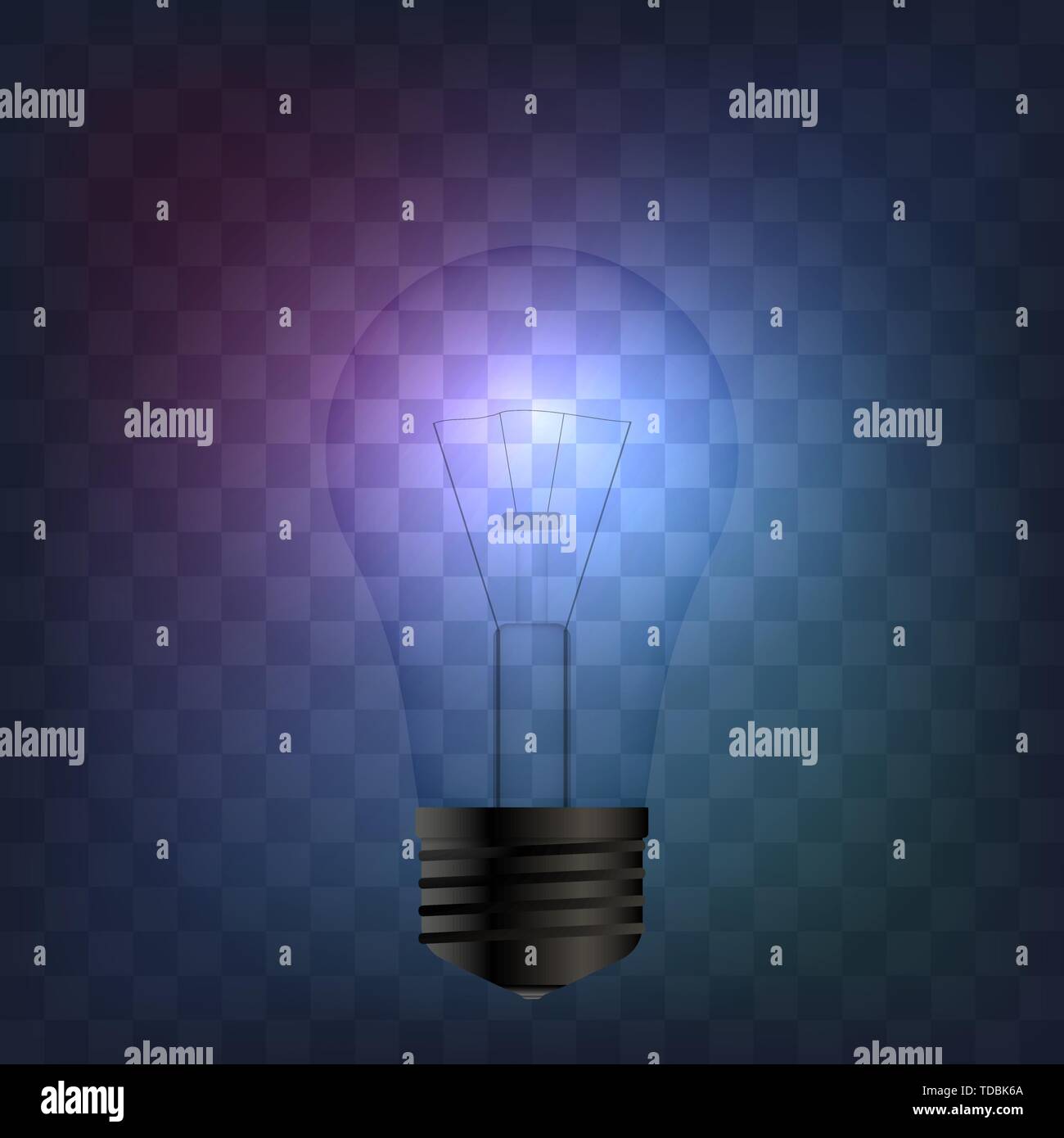 Realistic light bulb on dark background. vector Stock Vector Image ...