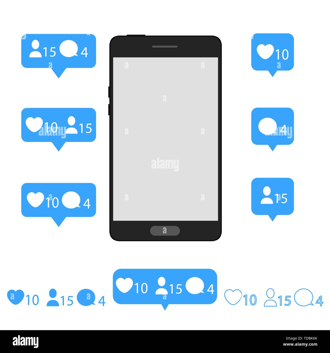 Set smartphone notification icons Stock Vector Images - Alamy