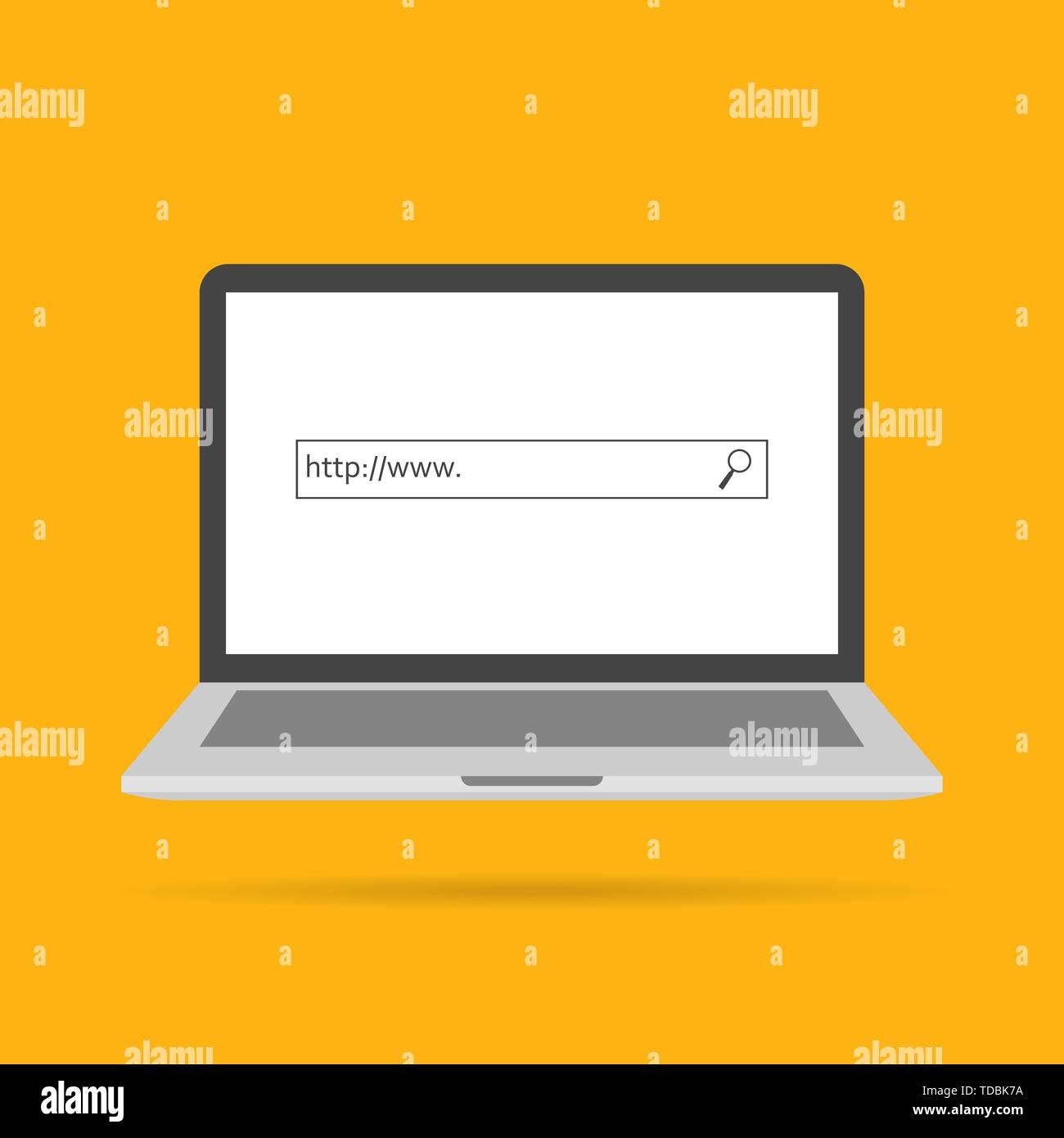 Search in laptop icon with shadow. Vector Stock Vector