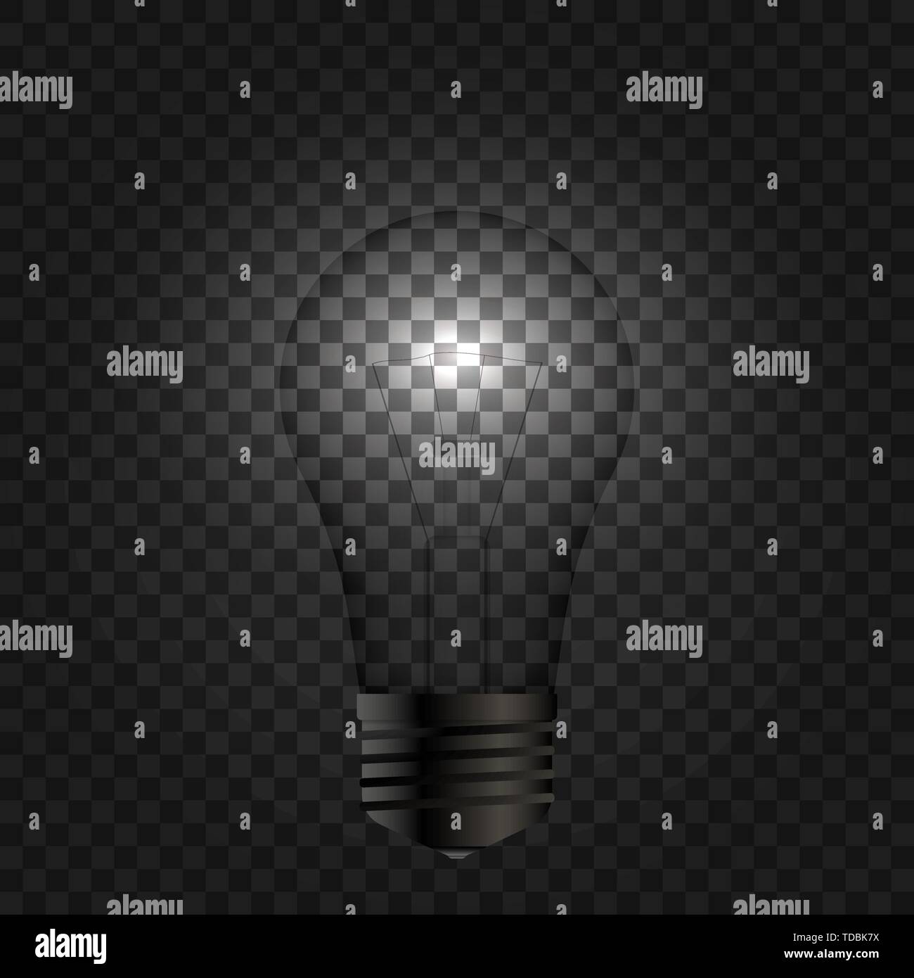 Realistic light bulb on dark background. vector Stock Vector Image ...