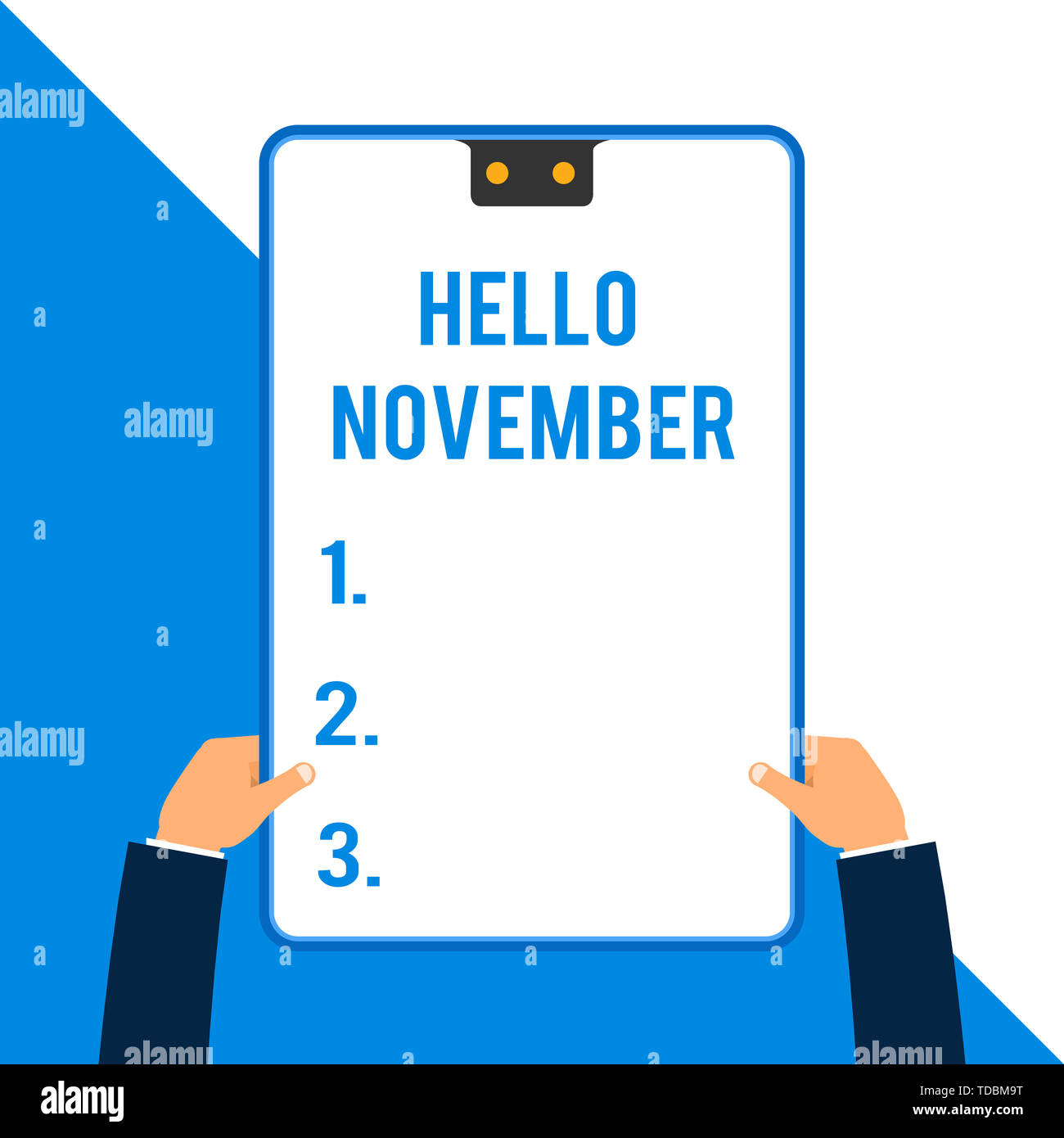 Word writing text Hello November. Business photo showcasing Welcome the