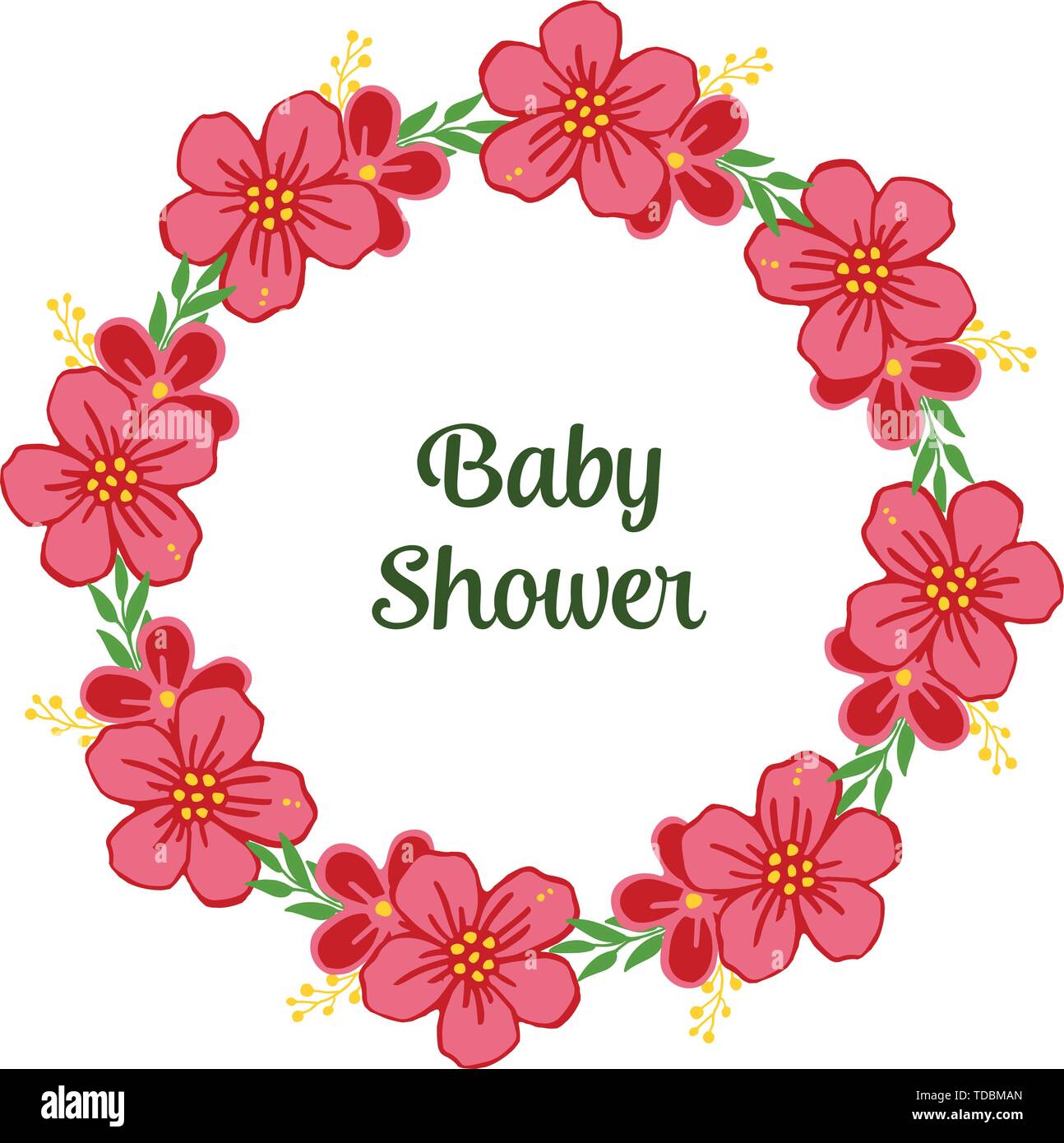 Vector illustration various crowd of wreath frame with lettering baby ...
