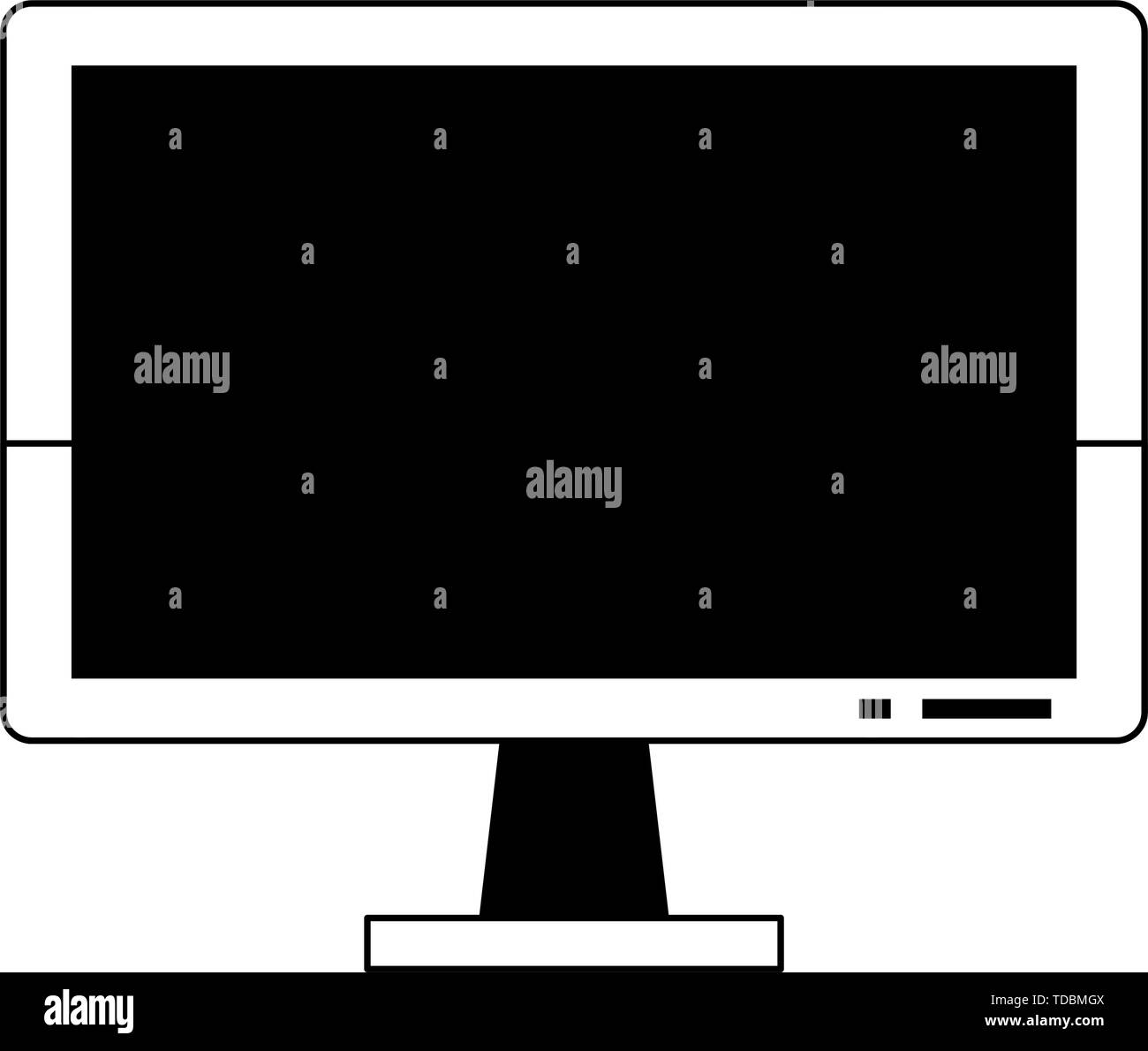 Computer screen hardware device isolated symbol in black and white ...