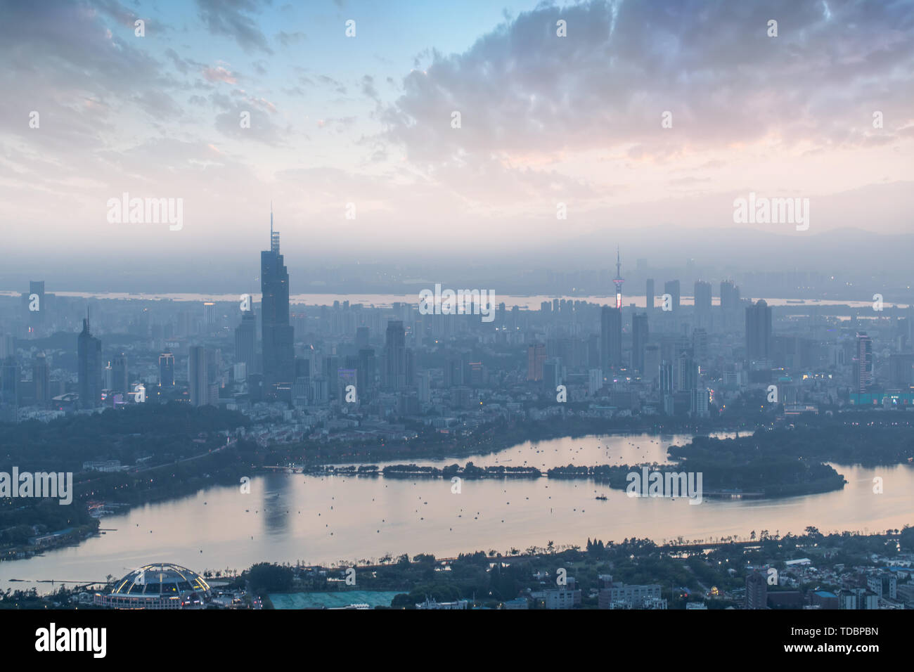 Night view and sunset of Nanjing city Stock Photo - Alamy