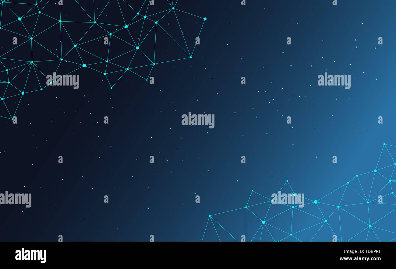 Interconnected dot wire material with a sense of technology. Big data concept background. Stock Photo