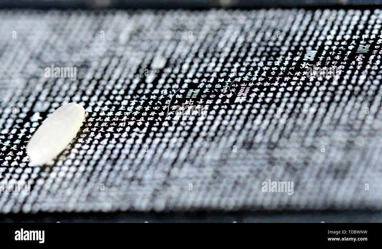Micro Carved Rice Rice grains and microcarving calligraphy Stock Photo - Alamy