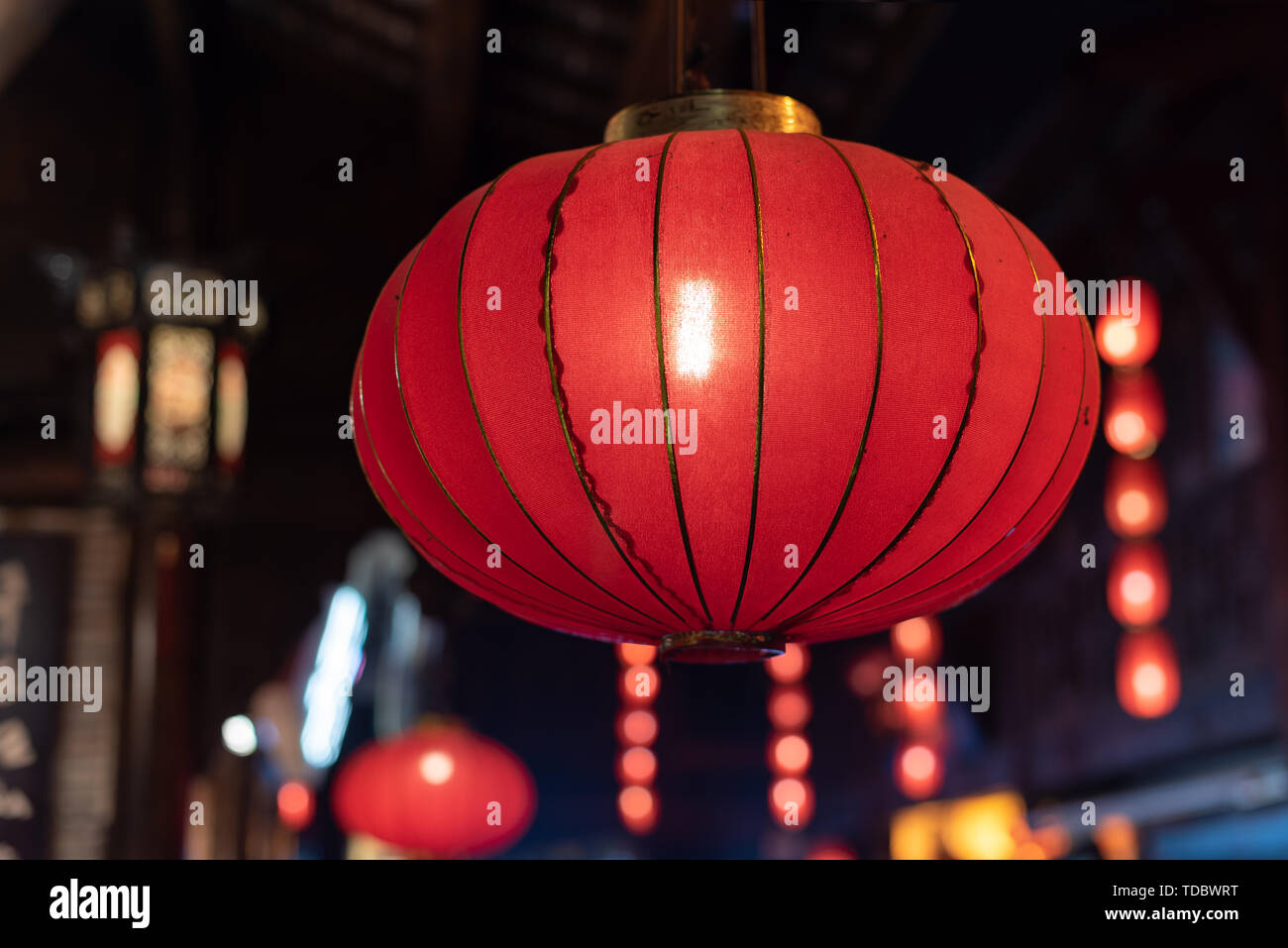 Red lanterns at night Stock Photo Alamy