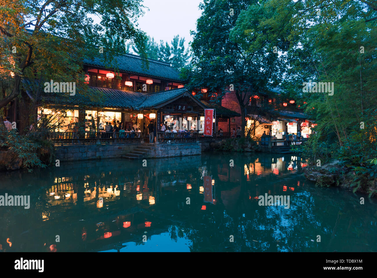 Night view of Jinli red lantern in Chengdu Stock Photo - Alamy
