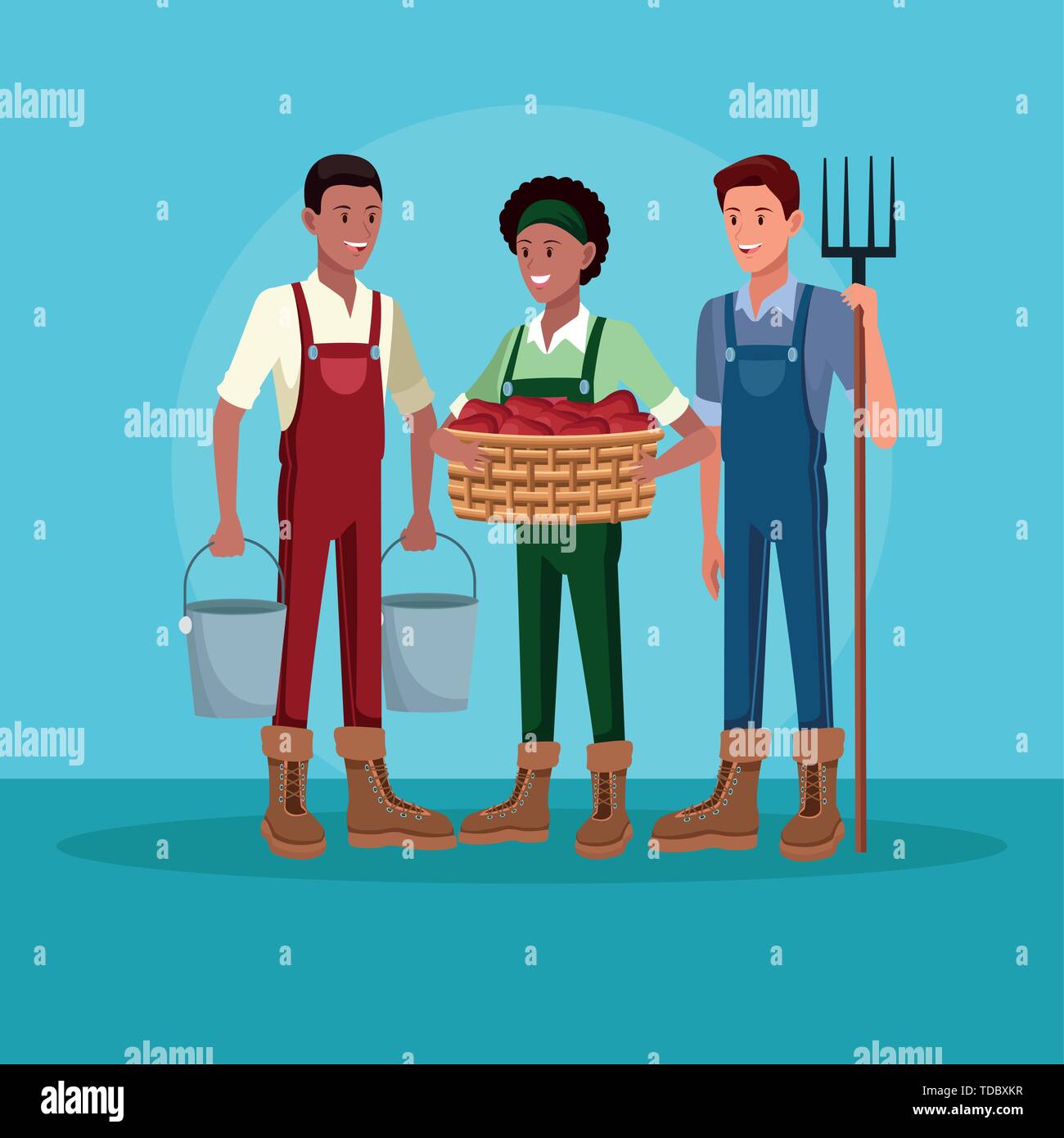 Farmers working in farm cartoons Stock Vector Image & Art - Alamy