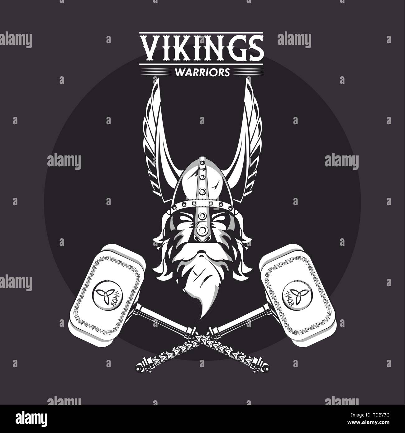 Vikings warriors printed tshirt template Stock Vector