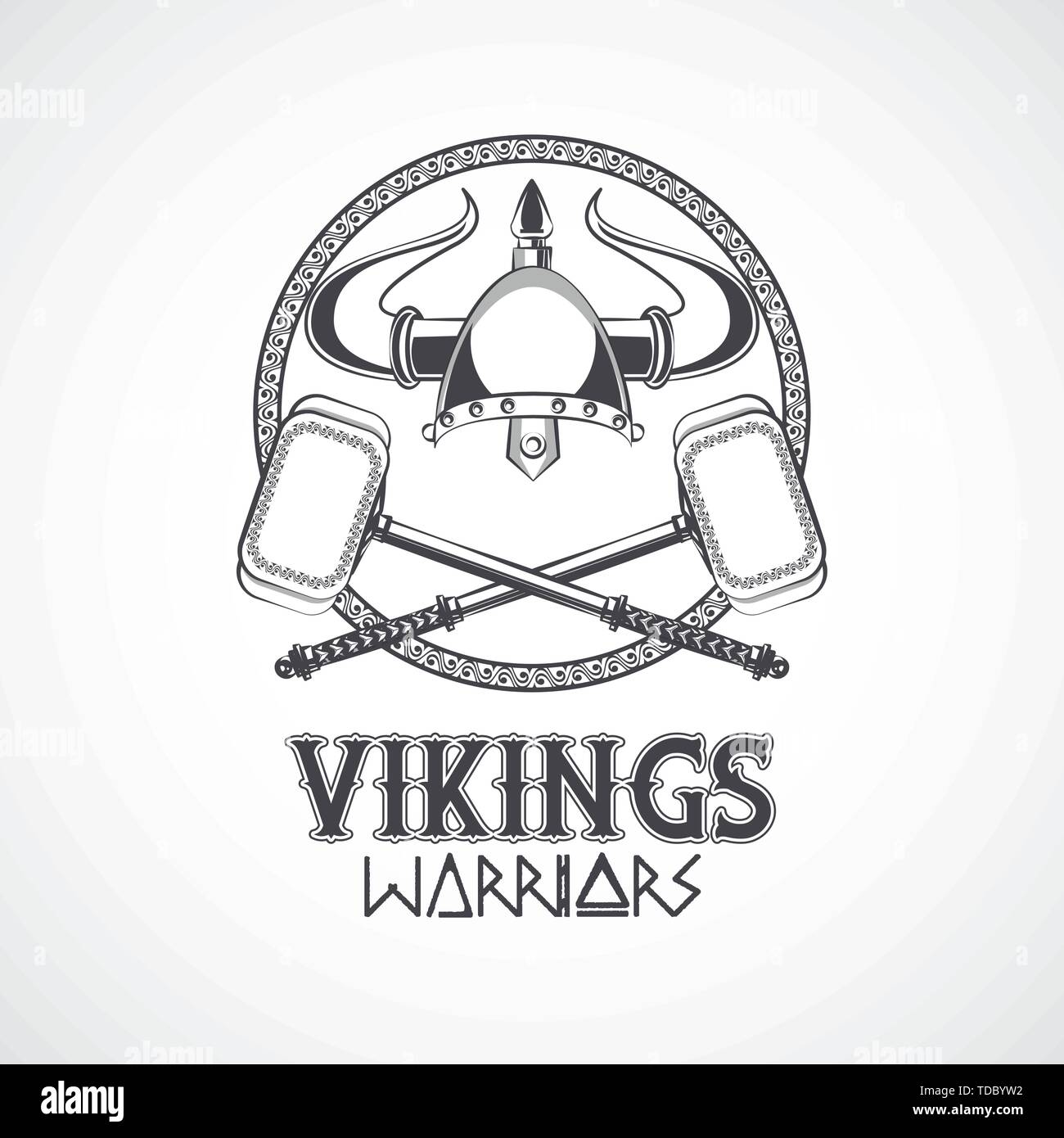 Vikings warriors printed tshirt template Stock Vector