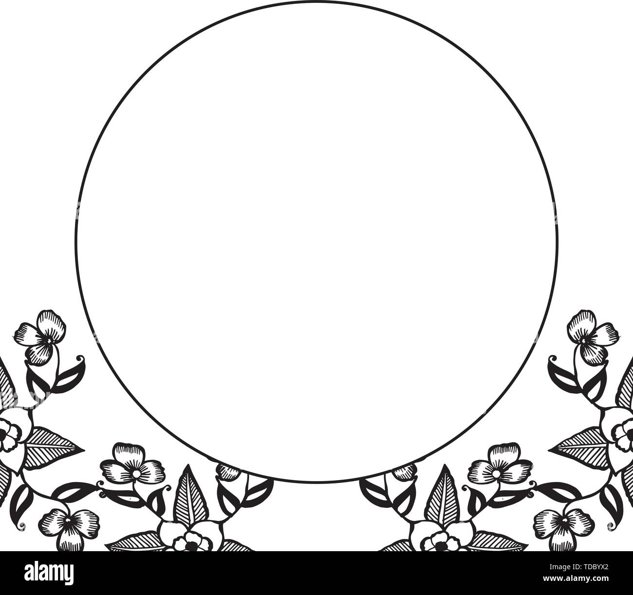 Vector illustration greeting card with art modern of wreath frame of ...