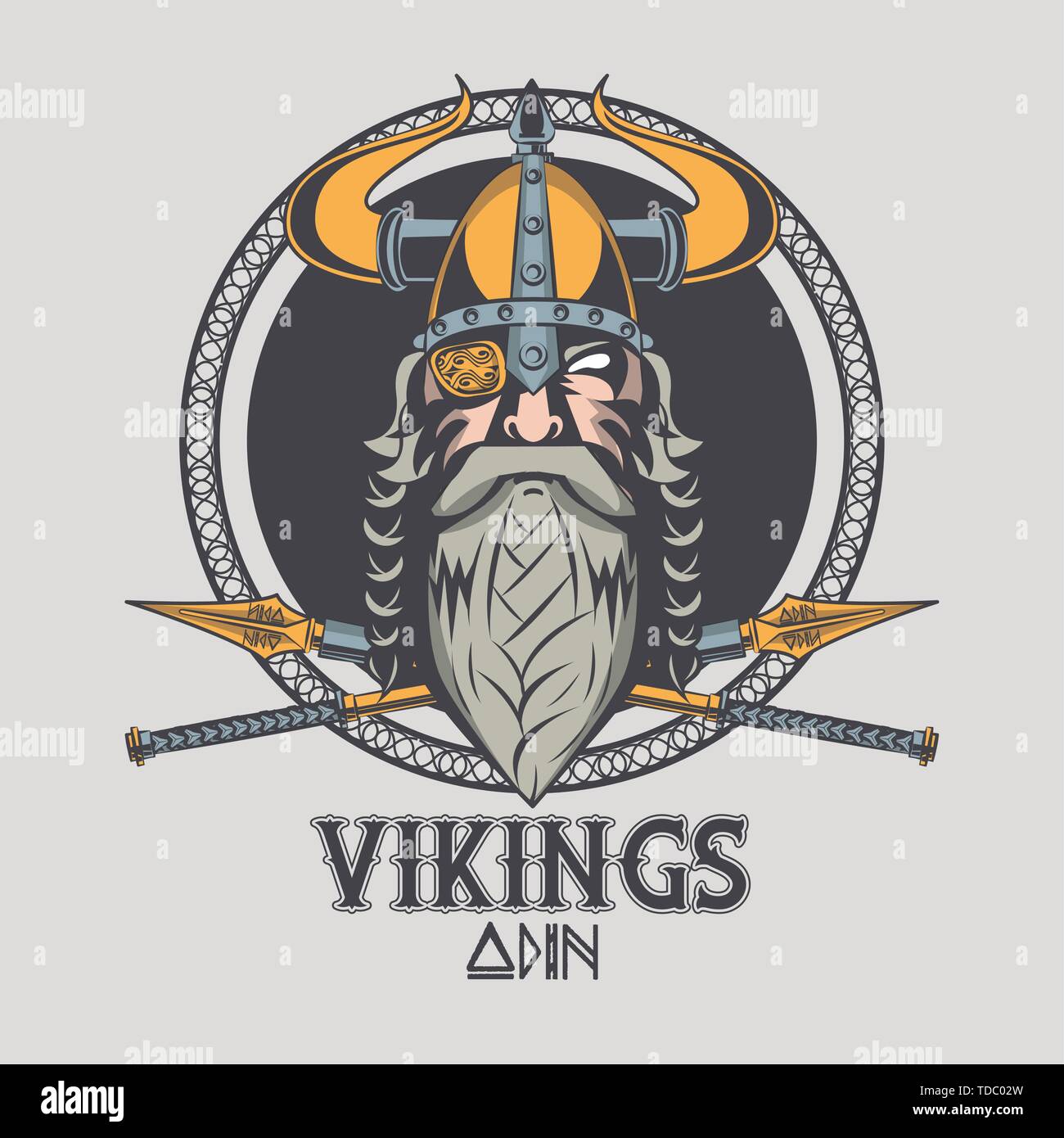 Vikings warriors printed tshirt template Stock Vector