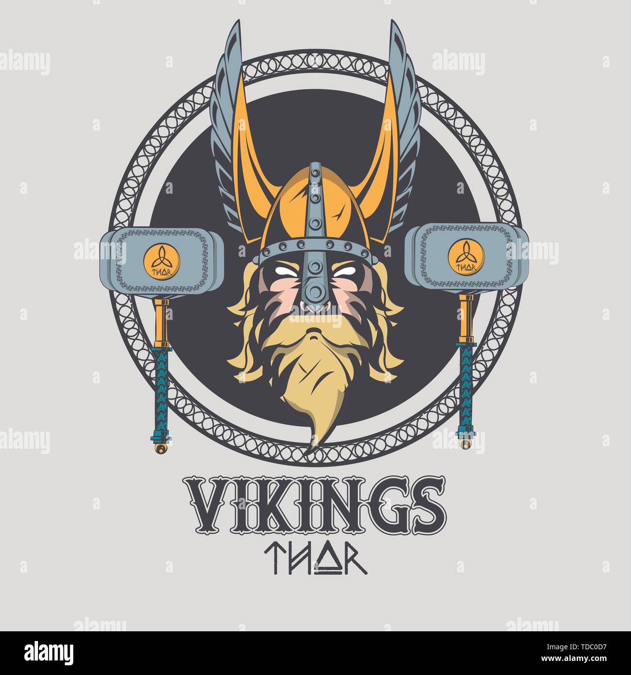 Vikings warriors printed tshirt template Stock Vector
