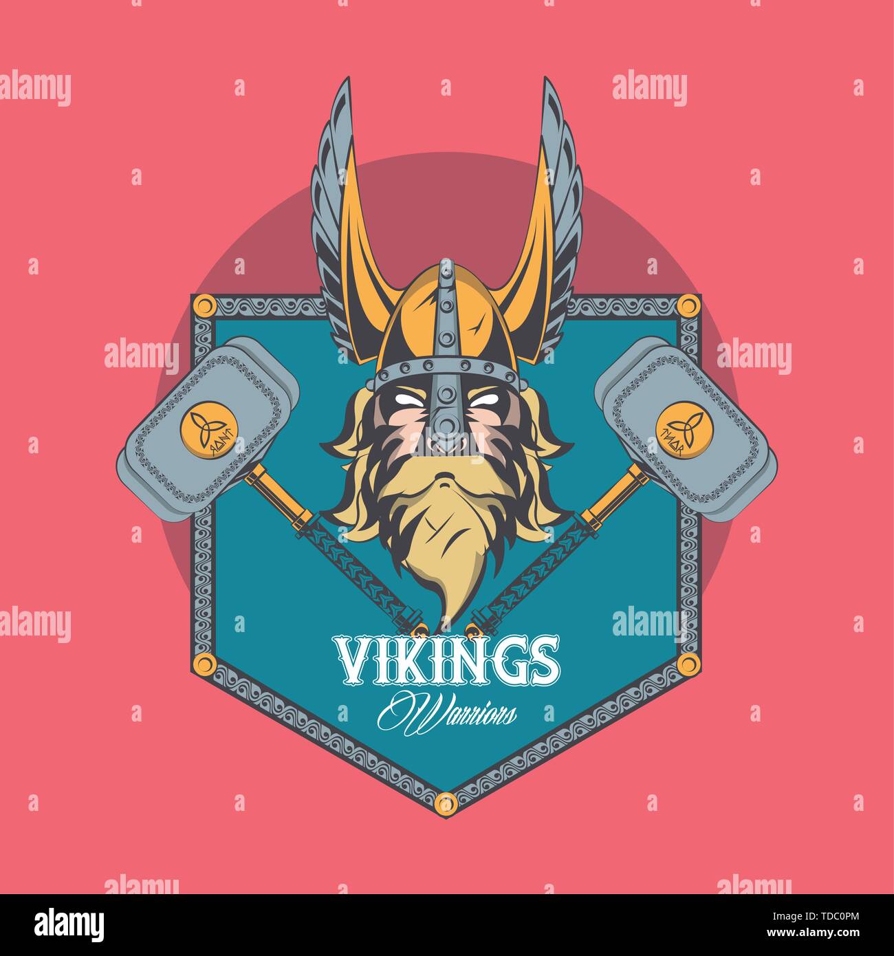 Vikings warriors printed tshirt template Stock Vector