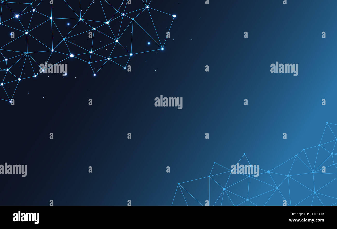 Interconnected dot wire material with a sense of technology. Big data concept background. Stock Photo