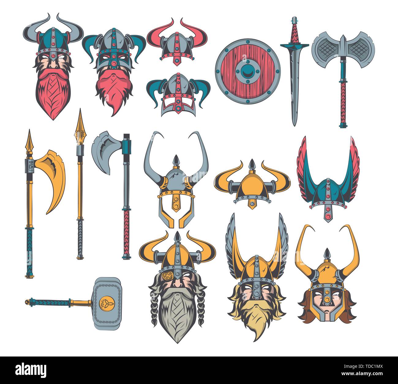 Vikings warriors set of drawings Stock Vector Image Art Alamy