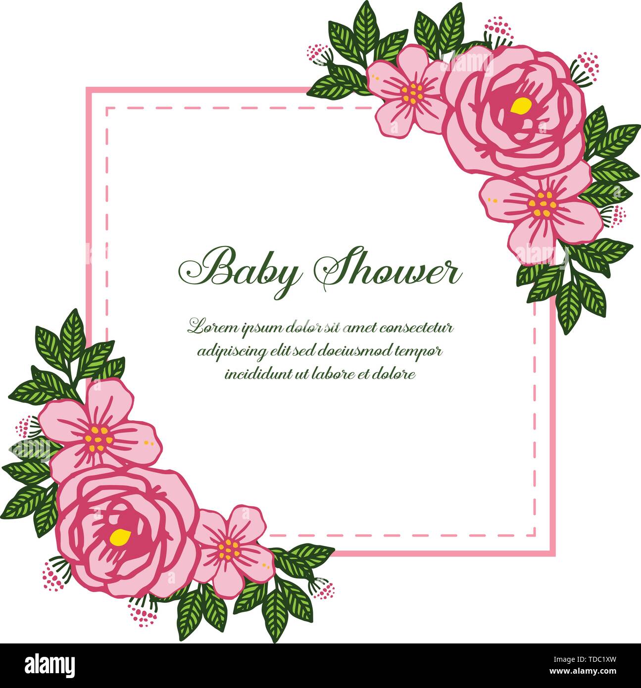 Vector illustration invitation card baby shower with various pattern of ...