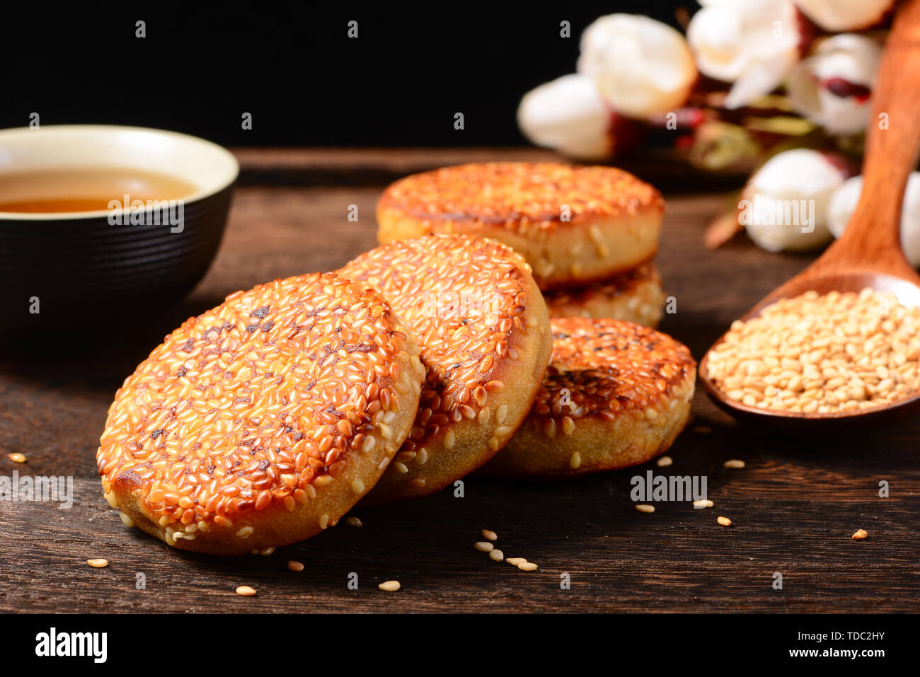 Traditional handmade sesame cakes Stock Photo Alamy