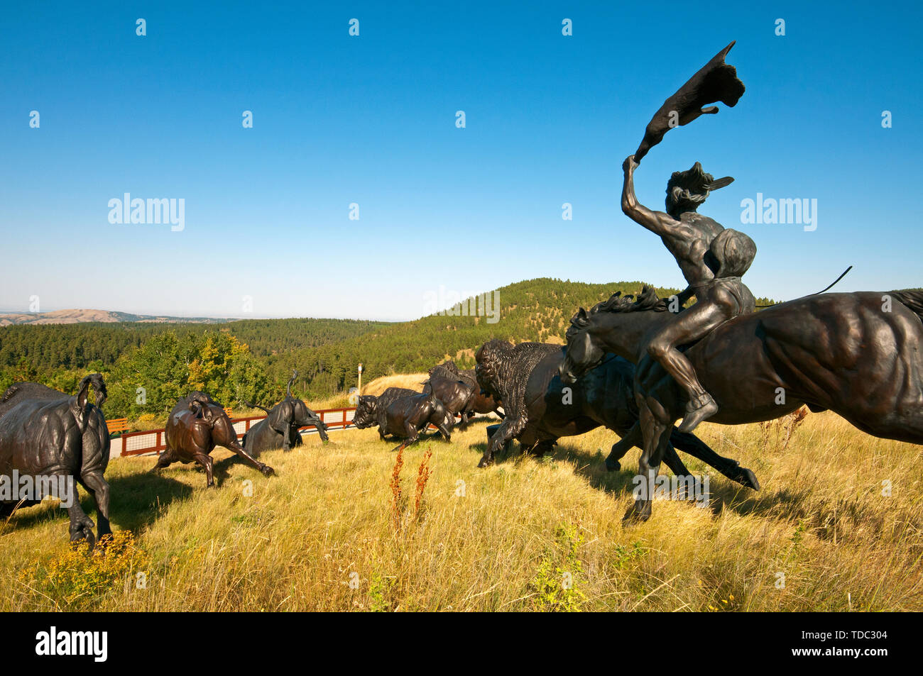 Bronze sculptures about buffalo hunting in "TatankaStory of the bison
