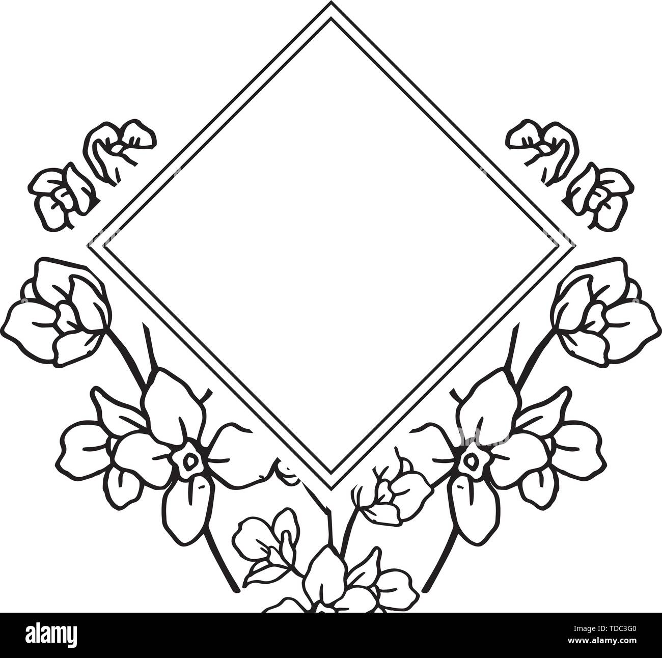Vector illustration decoration of art with beautiful flower frame hand ...