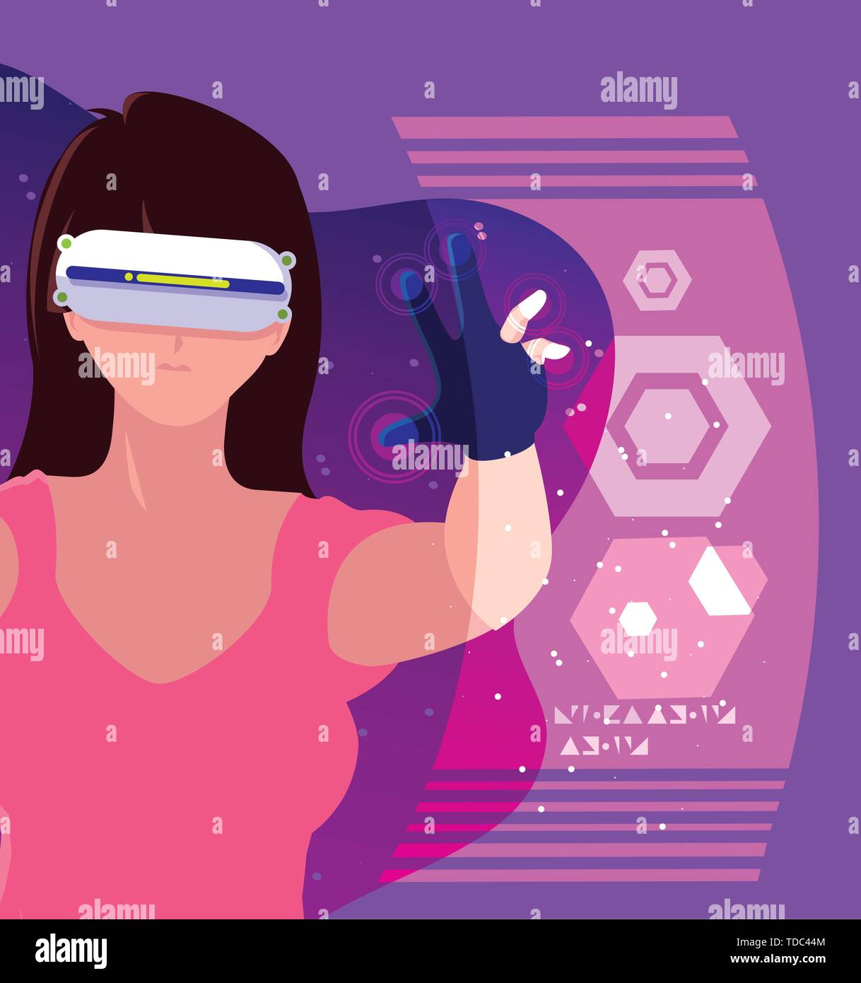 Woman and device design, Augmented reality virtual technology device ...