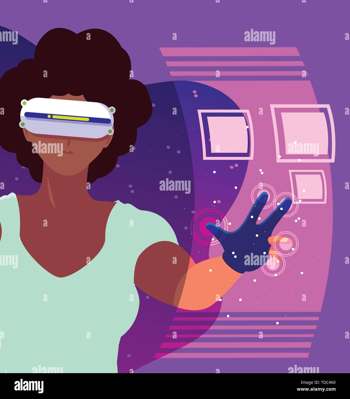 Woman and device design, Augmented reality virtual technology device ...