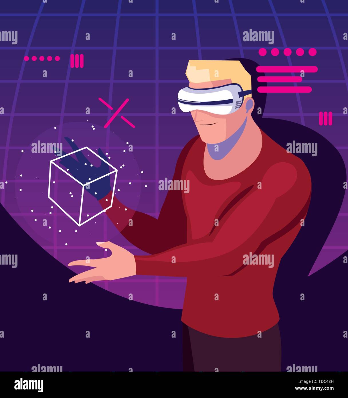 Man and device design, Augmented reality virtual technology device and ...