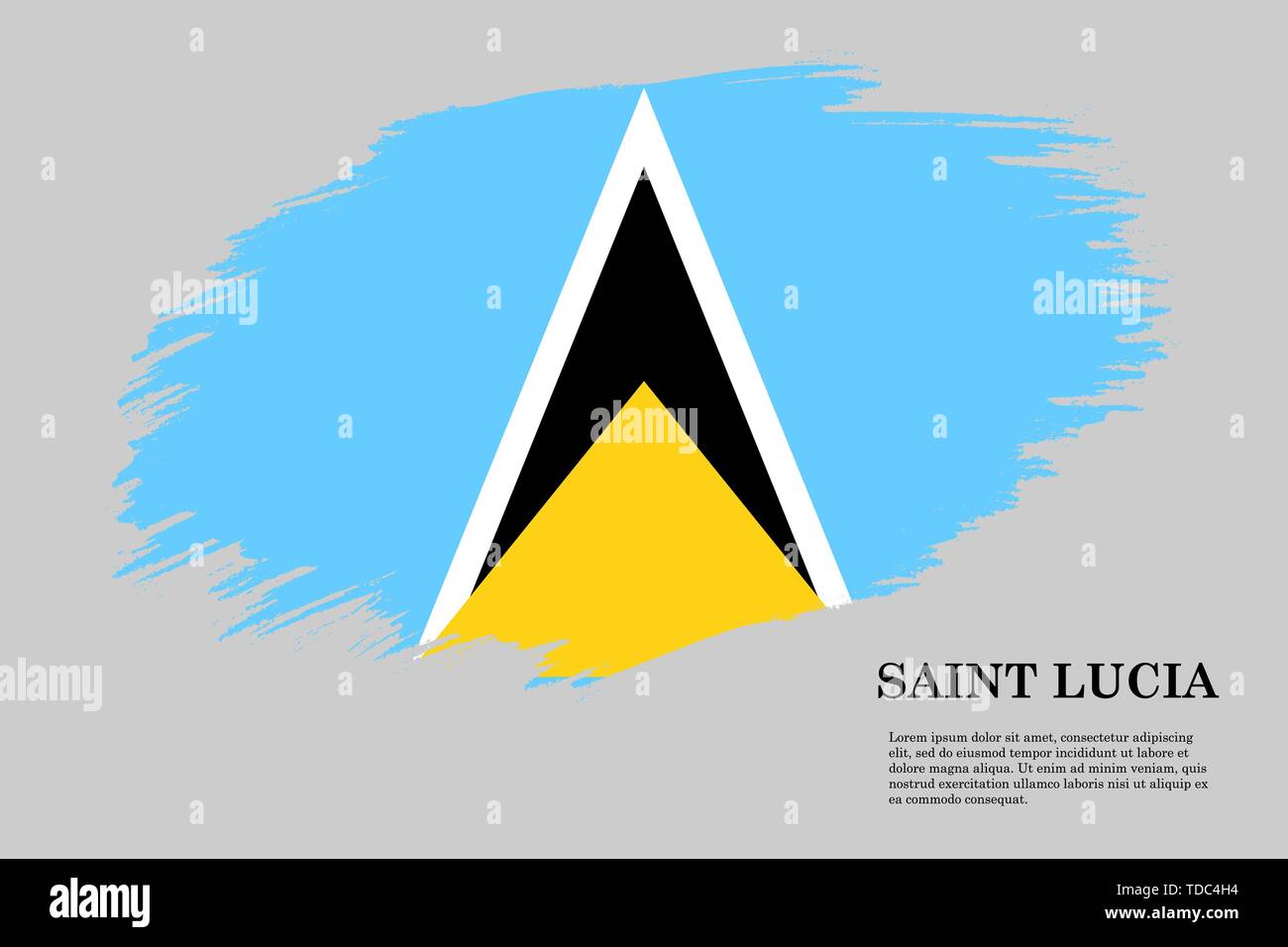 Brush stroke styled flag of Saint Lucia . Template for your design Stock Vector