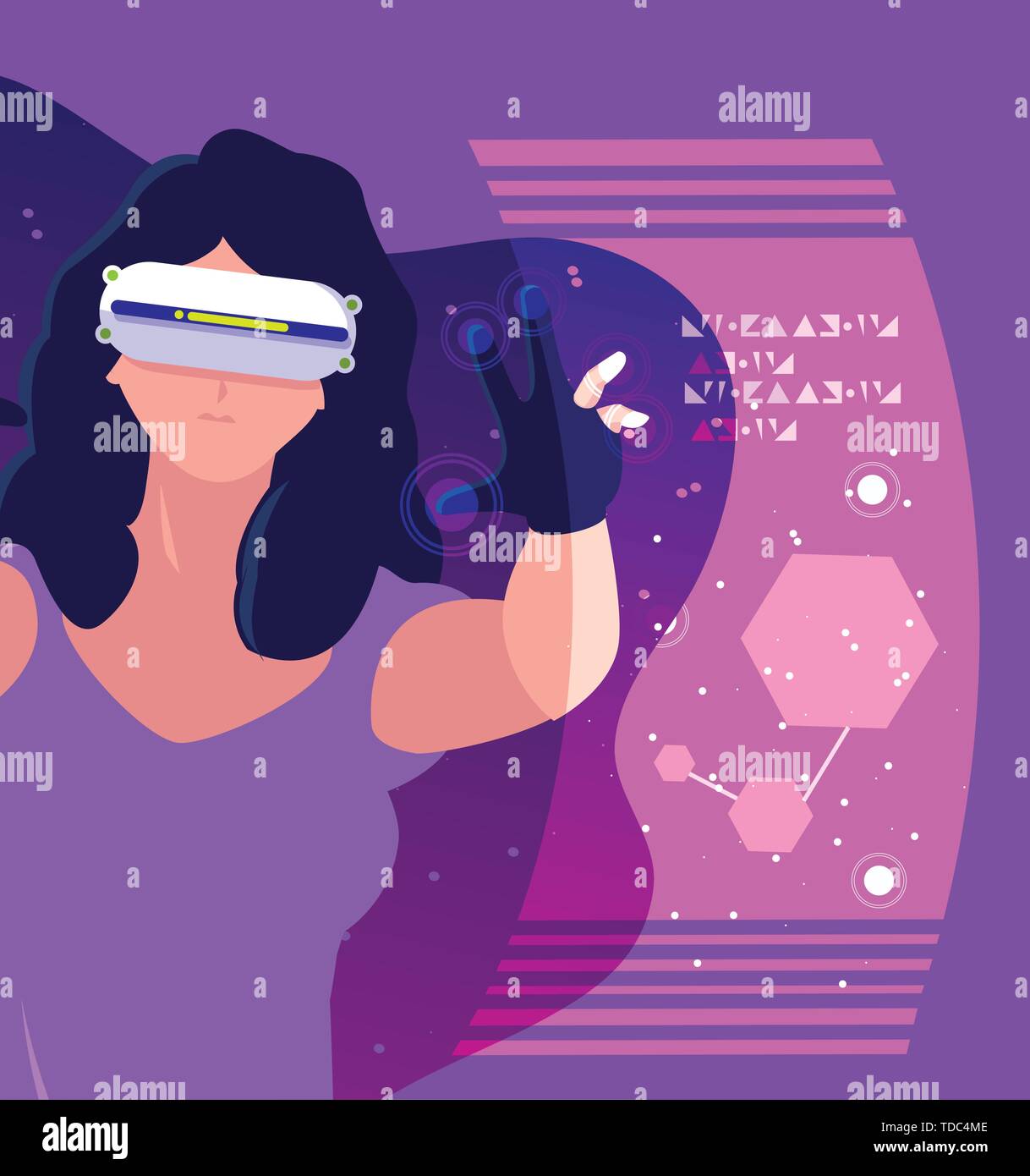 Woman and device design, Augmented reality virtual technology device ...