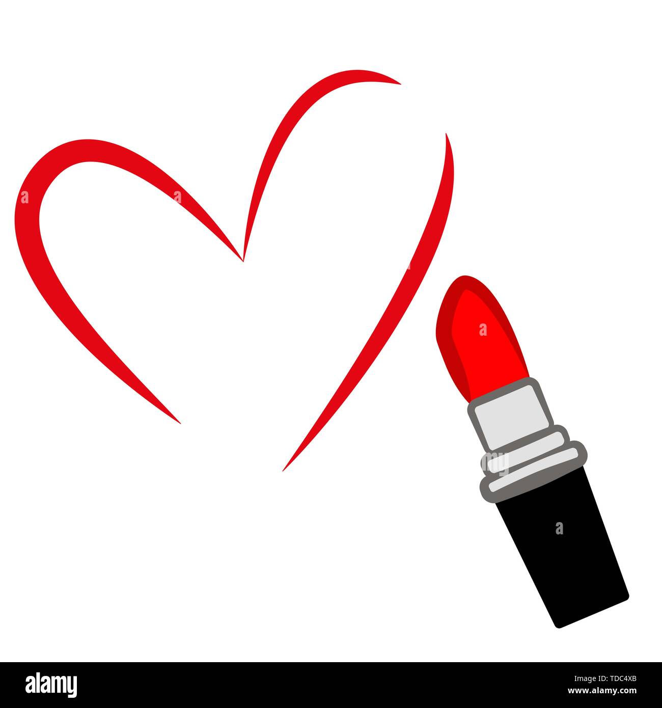 Someone painted a lipstick heart on a white canvas. Stock Vector