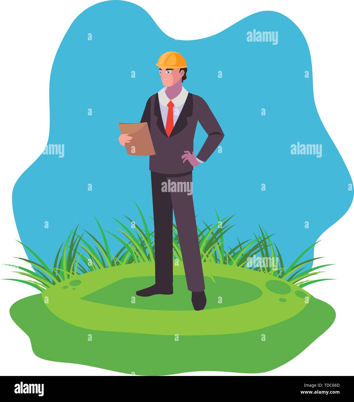 engineer builder worker on the lawn vector illustration design Stock ...