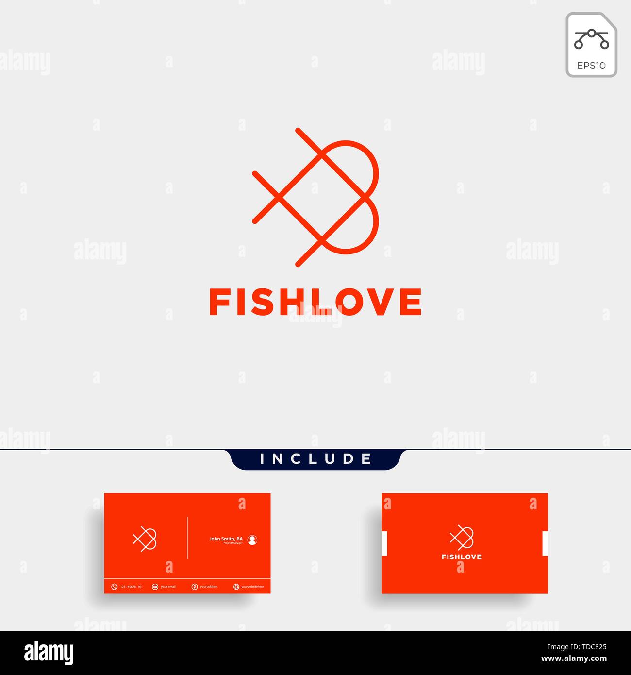 love fish logo design vector icon element isolated Stock Vector