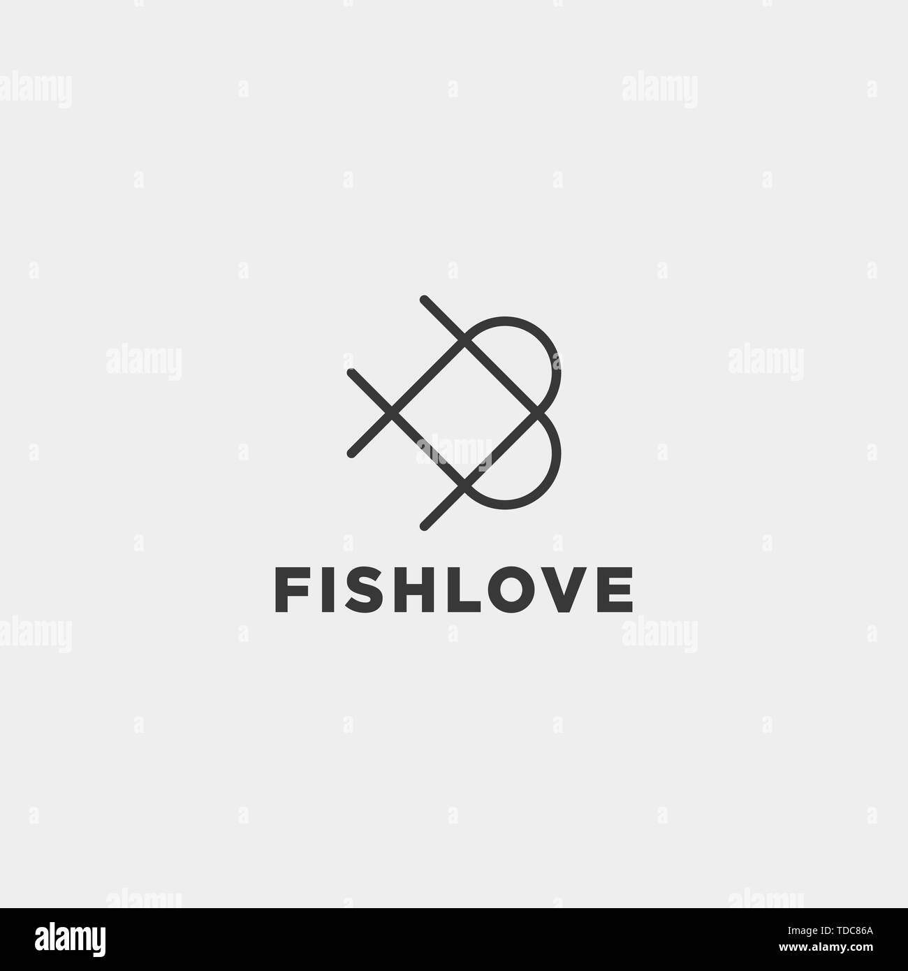 love fish logo design vector icon element isolated Stock Vector