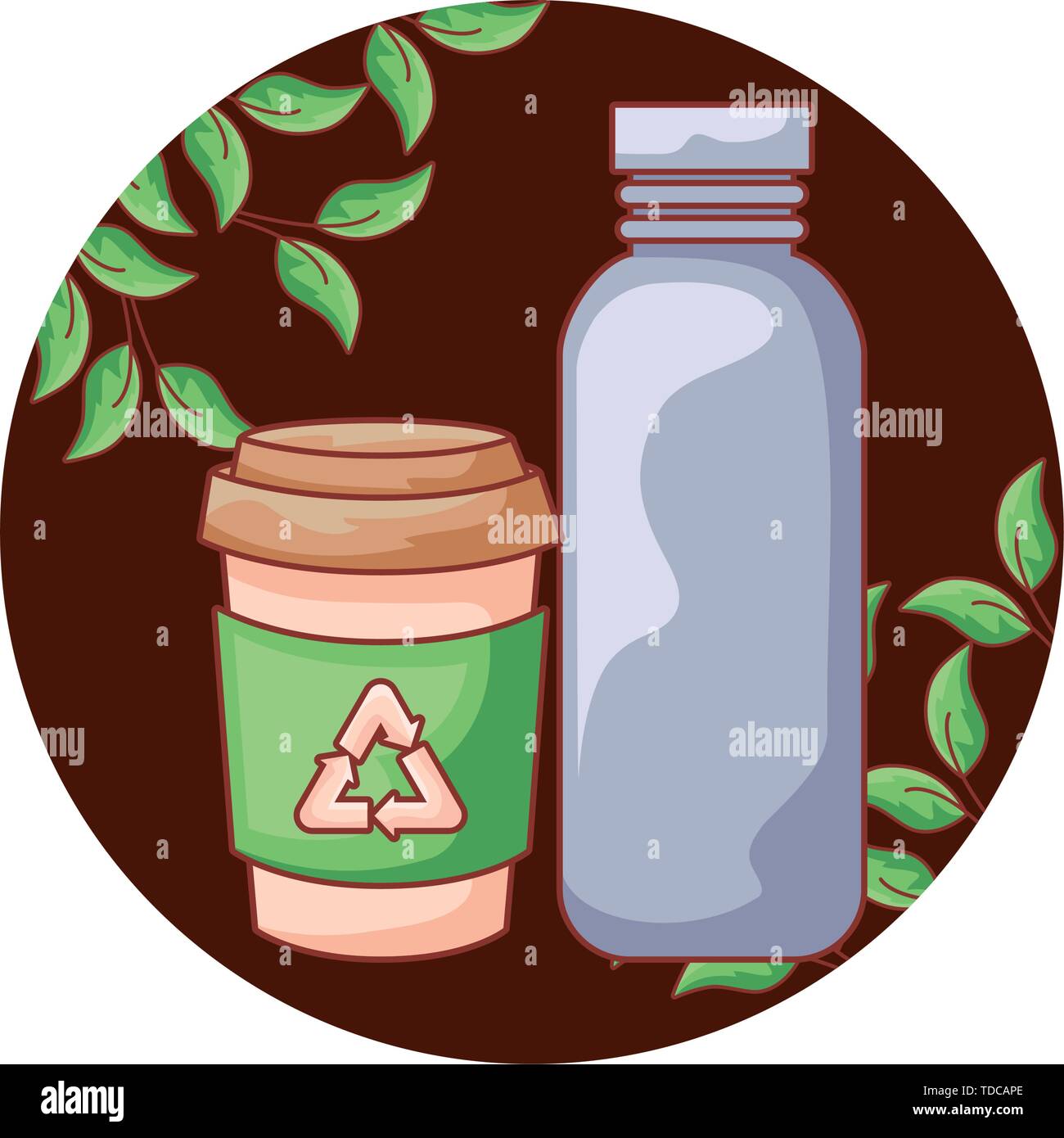 Set Of Ecological Bottles In Frame With Leafs Vector Illustration set-of-ecological-bottles-in-frame-with-leafs-vector-illustration