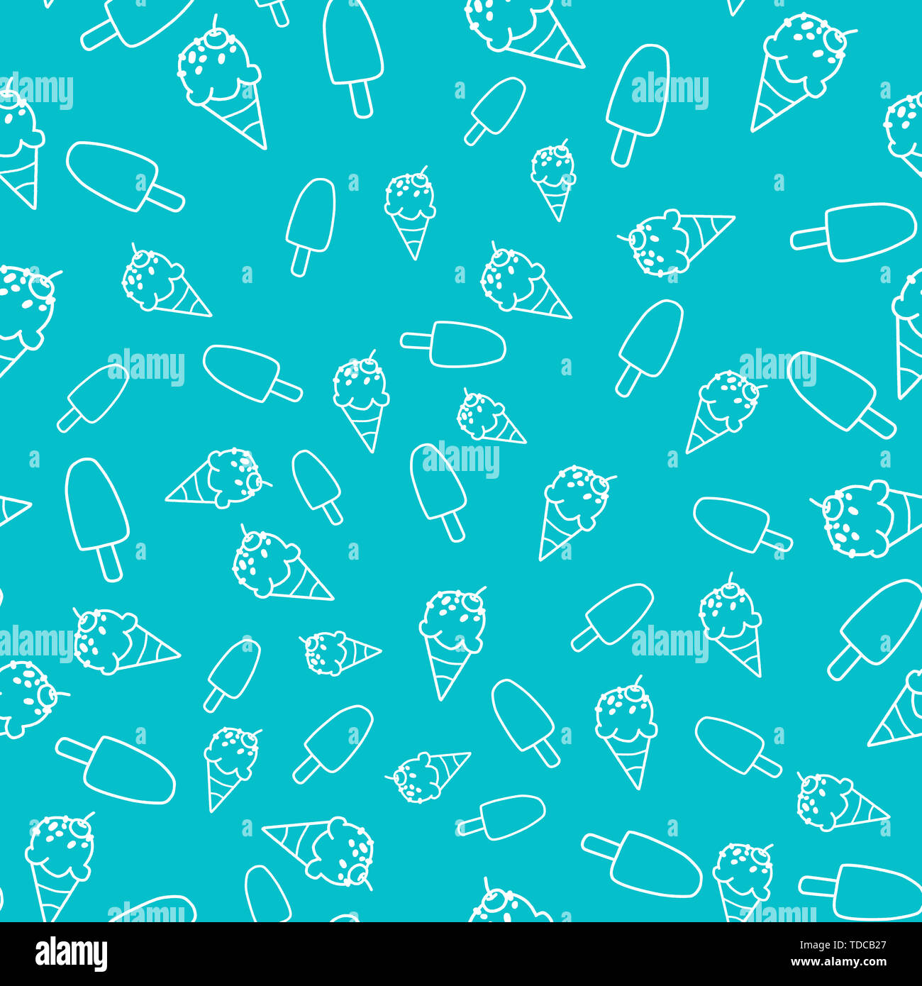 Ice cream cone seamless pattern in blue background Stock Photo - Alamy