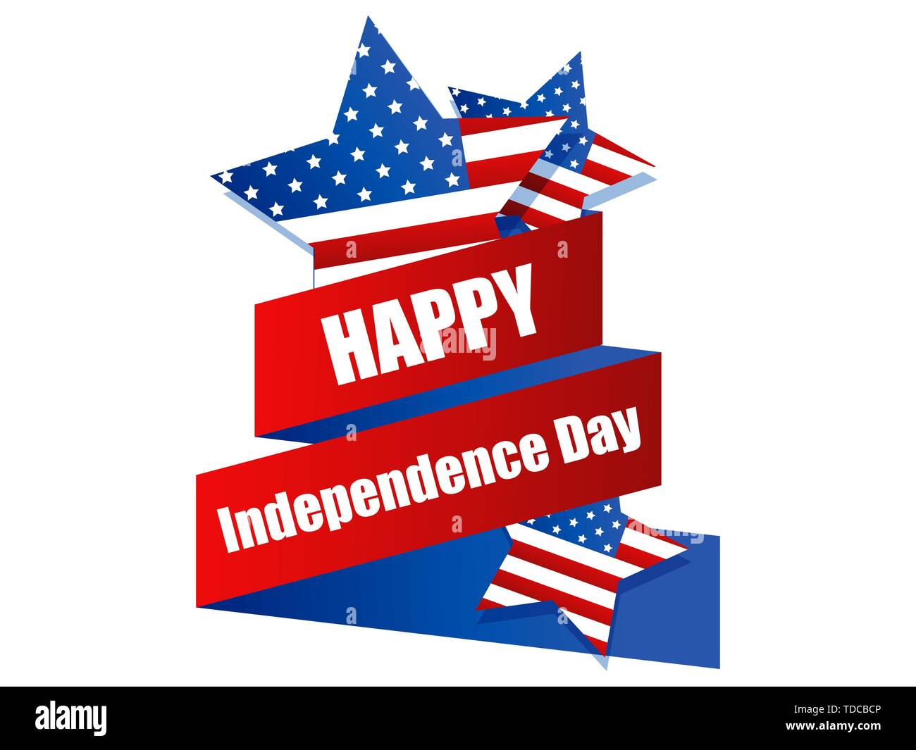 Happy Independence Day 4th of July. Ribbon and stars with USA flag ...
